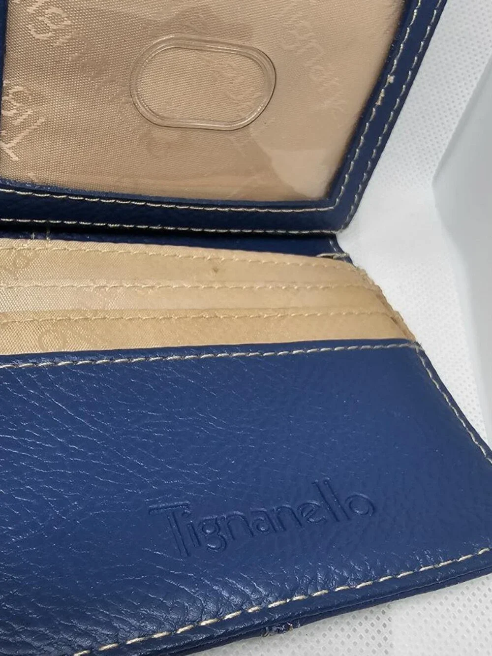 Tignanello Navy Blue Pebble Leather Continental Wallet